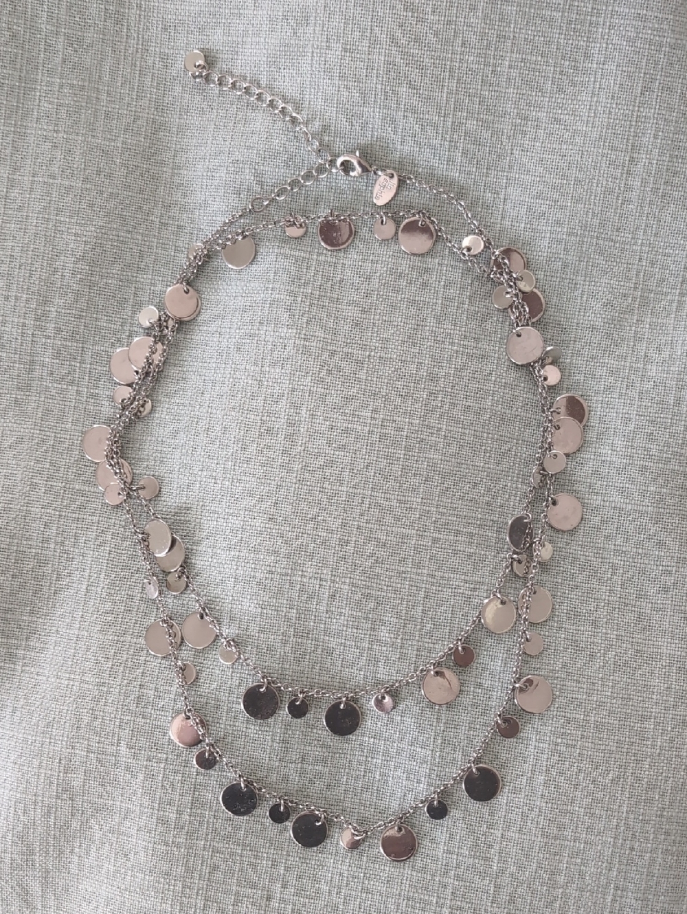 Lia Sophia Retired Panorama Reflection Mirror Silver Disc Neckace Silver